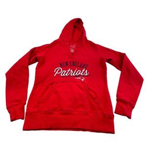 New England Patriots Women's Red V-Neck Pullover Hooded Sweatshirt Sz S